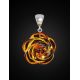 Carved Amber Rose Pendant in Sterling Silver The Rose, image , picture 3