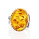 Amazing Silver Ring With Cognac Amber The Glow, Ring Size: Adjustable, image , picture 3