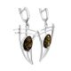Green Amber Earrings In Steeling Silver The Sail, image , picture 3