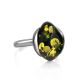 Green Amber Ring In Sterling Silver The Cat's Eye, Ring Size: 5.5 / 16, image , picture 4