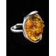 Adjustable Amber Ring In Sterling Silver The Vivaldi, Ring Size: Adjustable, image , picture 3