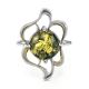 Sterling Silver Ring With Luminous Green Amber The Daisy, Ring Size: 7 / 17.5, image , picture 3