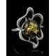 Sterling Silver Ring With Luminous Green Amber The Daisy, Ring Size: 9.5 / 19.5, image , picture 2