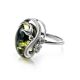 Green Amber Ring In Sterling Silver With Crystals The Swan, Ring Size: 13 / 22, image , picture 3