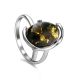 Adjustable Amber Ring In Sterling Silver The Vivaldi, Ring Size: Adjustable, image 