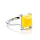 Geometric Amber Ring In Sterling Silver The Athena, Ring Size: 5.5 / 16, image 