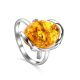 Adjustable Amber Ring In Sterling Silver The Vivaldi, Ring Size: Adjustable, image 