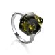 Green Amber Ring In Sterling Silver The Cat's Eye, Ring Size: 10 / 20, image 