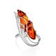 Adjustable Amber Ring In Sterling Silver The Dew, Ring Size: Adjustable, image 