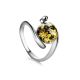Sterling Silver Ring With Green Amber The Sphere, Ring Size: 7 / 17.5, image 