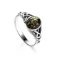 Romantic Silver Ring With Green Amber The Freya, Ring Size: 11 / 20.5, image 