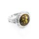 Cocktail Ring In Sterling Silver With Bright Green Amber The Hermitage, Ring Size: 9 / 19, image 