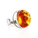 Amazing Silver Ring With Cognac Amber The Glow, Ring Size: Adjustable, image 