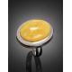Adjustable Round Silver Ring With Honey Amber The Glow, Ring Size: Adjustable, image , picture 2