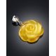 Carved Flower Amber Pendant in Sterling Silver The Rose, image , picture 2