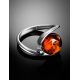 Round Amber Ring In Sterling Silver The Sphere, Ring Size: 11.5 / 21, image , picture 2