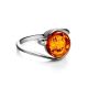 Round Amber Ring In Sterling Silver The Sphere, Ring Size: 12 / 21.5, image , picture 5
