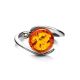 Round Amber Ring In Sterling Silver The Sphere, Ring Size: 6 / 16.5, image , picture 4