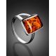 Geometric Silver Ring With Cognac Amber The Copenhagen, Ring Size: 10 / 20, image , picture 2