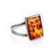 Geometric Silver Ring With Cognac Amber The Copenhagen, Ring Size: 9.5 / 19.5, image , picture 5