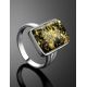 Green Amber Ring In Sterling Silver The Copenhagen, Ring Size: 6 / 16.5, image , picture 2