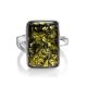 Green Amber Ring In Sterling Silver The Copenhagen, Ring Size: 6 / 16.5, image , picture 4