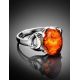 Cognac Amber Ring In Sterling Silver The Prussia, Ring Size: 6.5 / 17, image , picture 2