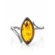 Adorable Sterling Silver Ring With Leaf Cut Amber The Adagio, Ring Size: 9 / 19, image , picture 3