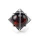 Square Silver Ring With Round Amber Stone The Saturn, Ring Size: Adjustable, image , picture 4