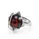 Square Silver Ring With Round Amber Stone The Saturn, Ring Size: Adjustable, image , picture 5