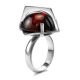 Square Silver Ring With Round Amber Stone The Saturn, Ring Size: Adjustable, image , picture 2