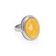 Adjustable Round Silver Ring With Honey Amber The Glow, Ring Size: Adjustable, image 