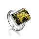 Green Amber Ring In Sterling Silver The Copenhagen, Ring Size: 6 / 16.5, image 