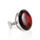 Bright Cherry Amber Ring In Sterling Silver The Glow, Ring Size: Adjustable, image 