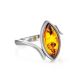 Adorable Sterling Silver Ring With Leaf Cut Amber The Adagio, Ring Size: 7 / 17.5, image 
