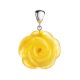 Carved Flower Amber Pendant in Sterling Silver The Rose, image 