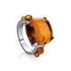 Cognac Amber Ring In Sterling Silver The Prussia, Ring Size: 12 / 21.5, image 