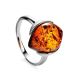 Cognac Amber Ring In Sterling Silver The Cat's Eye, Ring Size: 6.5 / 17, image 
