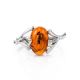 Delicate Sterling Silver Ring With Oval Cut Amber The Crocus, Ring Size: 5 / 15.5, image , picture 4