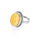Elegant Round Honey Amber Ring In Sterling Silver The Glow, Ring Size: Adjustable, image , picture 3