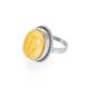 Elegant Round Honey Amber Ring In Sterling Silver The Glow, Ring Size: Adjustable, image , picture 3