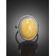 Elegant Round Honey Amber Ring In Sterling Silver The Glow, Ring Size: Adjustable, image , picture 4