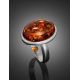 Кольцо из серебра 925 пробы и натурального искрящегося янтаря 18, Ring Size: 8 / 18, image , picture 2