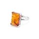 Silver Ring With Cognac Amber Stone The Rectangle​, Ring Size: 5.5 / 16, image , picture 3