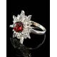 Sun Shaped Amber Ring In Sterling Silver The Helios, Ring Size: 4 / 15, image , picture 2