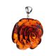 Carved Amber Flower Amber Pendant in Sterling Silver The Rose, image , picture 3