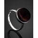 Adjustable Silver Ring With Cherry Amber The Furor, Ring Size: Adjustable, image , picture 2