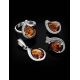 Sterling Silver Ring With Cognac Amber The Acapulco, Ring Size: 8 / 18, image , picture 6
