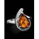 Sterling Silver Ring With Cognac Amber The Acapulco, Ring Size: 5 / 15.5, image , picture 2