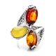 Multicolor Amber Ring In Sterling Silver With Dangle Bead The Casablanca, Ring Size: 6 / 16.5, image , picture 4